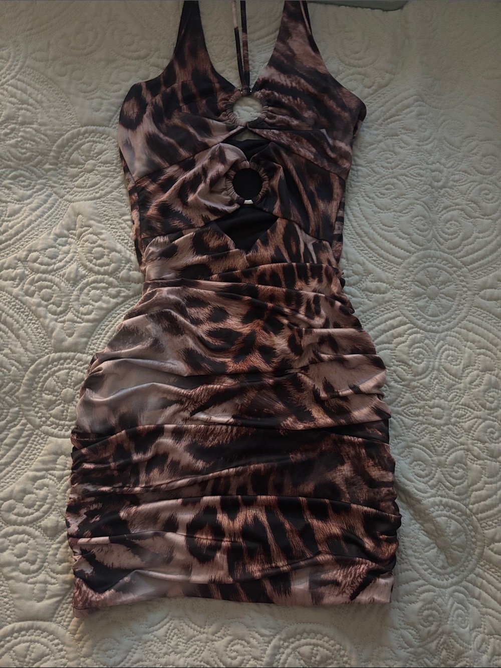 Windsor Brown Leopard Print Cutout Mini Dress